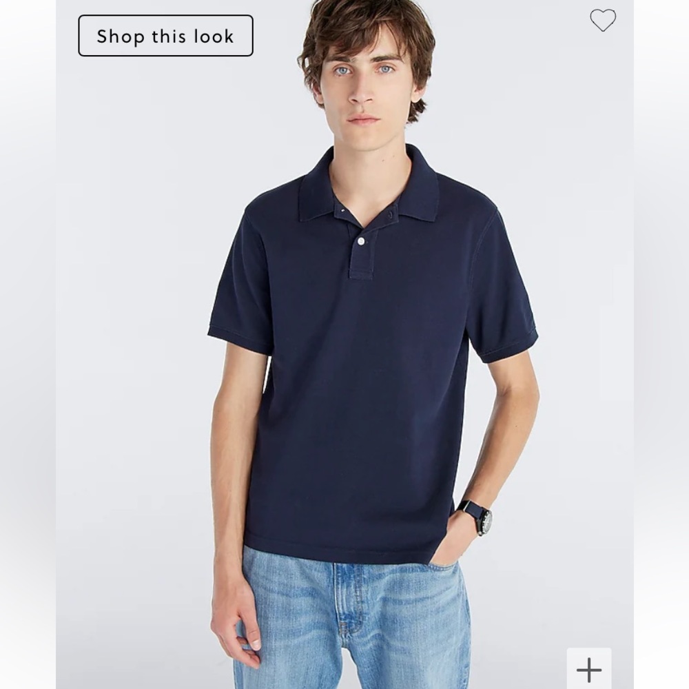 J. Crew navy blue short sleeve Bowery Egyptian cotton polo shirt size L